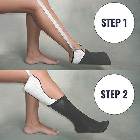 DMI Deluxe Sock Aid / Helper - Easily Pull on Socks Without Bending, Slip Resistance, Reliable Sock Aid Device for Seniors, White